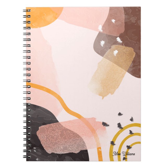 Boho Abstract Pattern Personalized Name Notebook (Front)