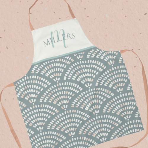 Boho Abstract Pattern Print Monogram Family Name Apron