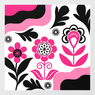 Boho Abstract Pink Flower Wall Art Decal