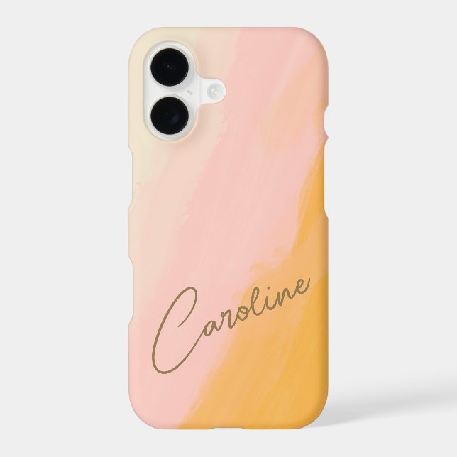 Boho Abstract Pink Yellow Script Custom Name Case-Mate iPhone Case (Back)
