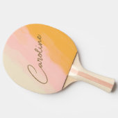 Boho Abstract Pink Yellow Script Custom Name Ping Pong Paddle (Side)