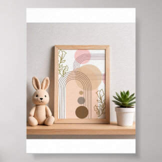 Boho Abstract Rainbow & Floral Nursery Wall Art