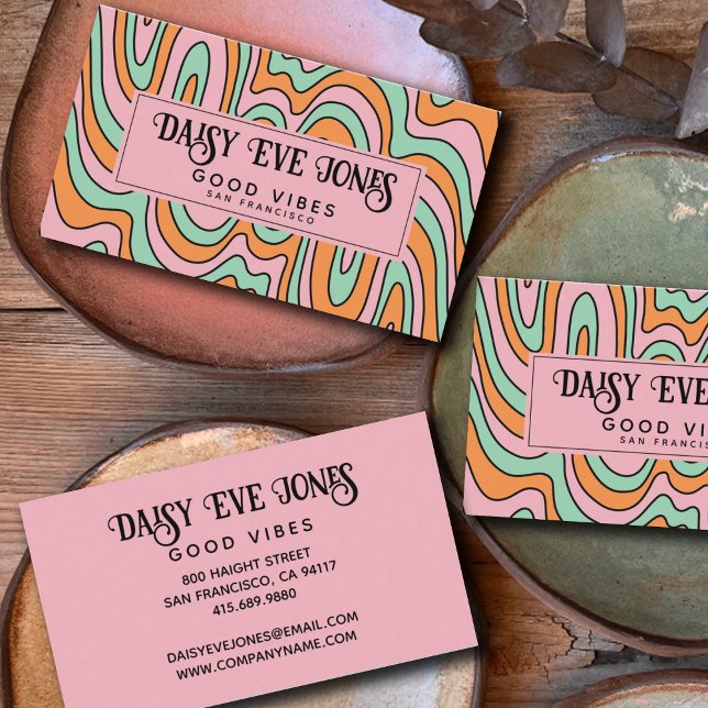 Boho Abstract Retro  Business Card (Creator Uploaded)