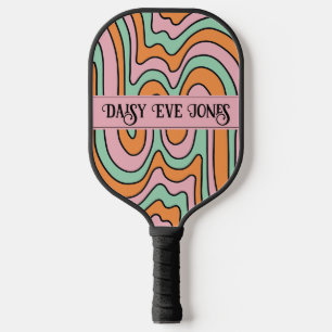 Boho Abstract Retro Personalized Pickleball Paddle