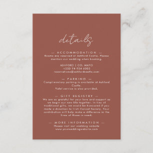 Boho Abstract   Rust Maple Wedding Details  Enclosure Card