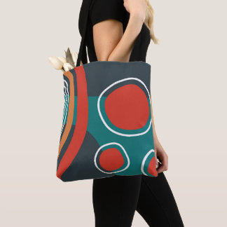 Boho abstract shapes, colorful line art tote bag