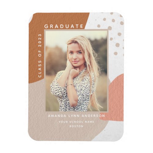 Boho Abstract Shapes Photo Graduation Announcement Magnet