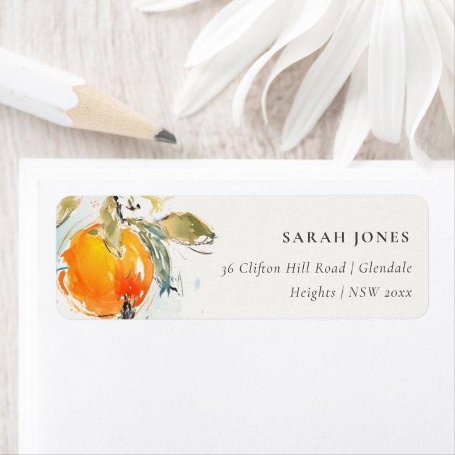 Boho Abstract Sketchy Orange Garden Address Label (Insitu)