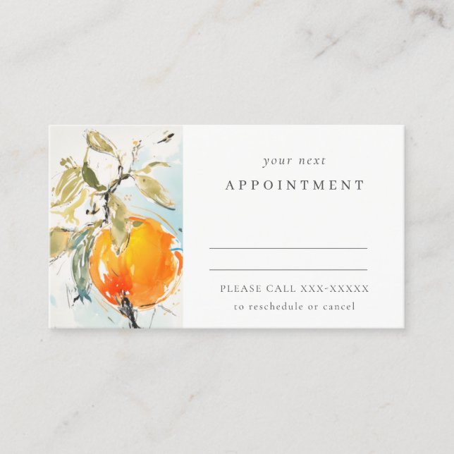 Boho Abstract Sketchy Orange Garden Appointment Business Card (Front)