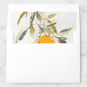 Boho Abstract Sketchy Orange Garden Wedding Envelope Liner