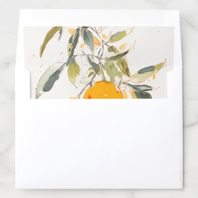 Boho Abstract Sketchy Orange Garden Wedding Envelope Liner (In Envelope)