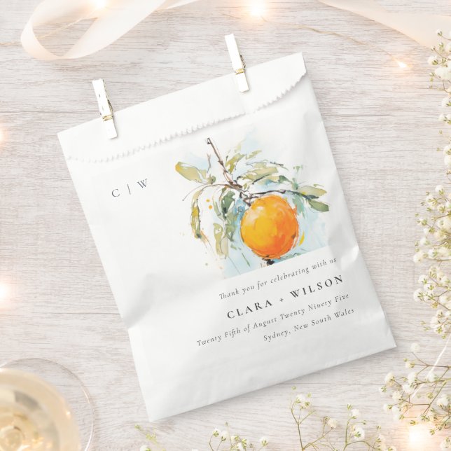 Boho Abstract Sketchy Orange Garden Wedding Favor Bag (Clipped)