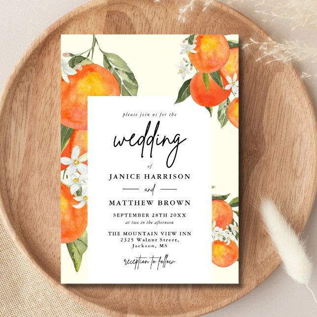 Boho Abstract Sketchy Orange Garden Wedding Invitation (Creator Uploaded)