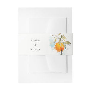 Boho Abstract Sketchy Orange Garden Wedding Invitation Belly Band