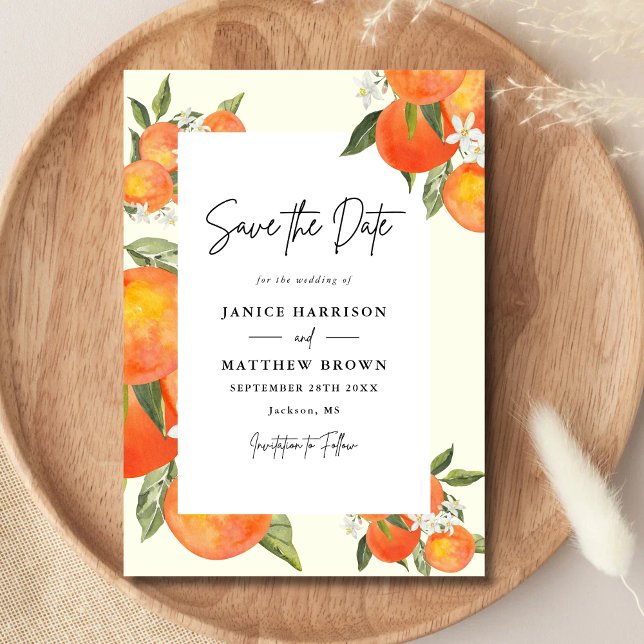 Boho Abstract Sketchy Orange Garden Wedding Save The Date (Creator Uploaded)