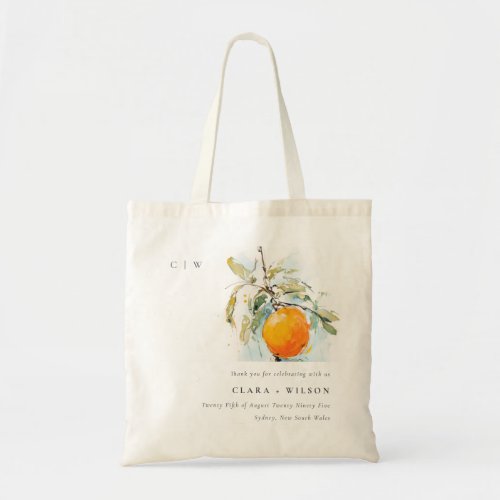 Boho Abstract Sketchy Orange Garden Wedding Tote Bag