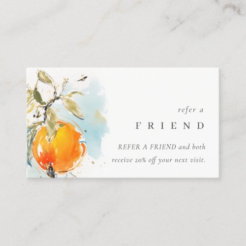 Boho Abstract Sketchy Orange Refer A Friend Business Card