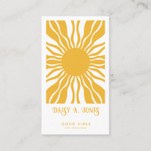 Boho Abstract Sun Rays   Retro Business Card