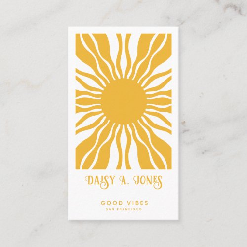Boho Abstract Sun Rays  Retro Business Card