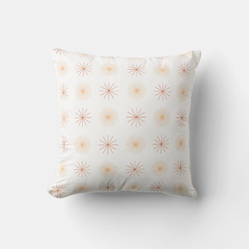 Boho abstract sun starburst peach orange white throw pillow