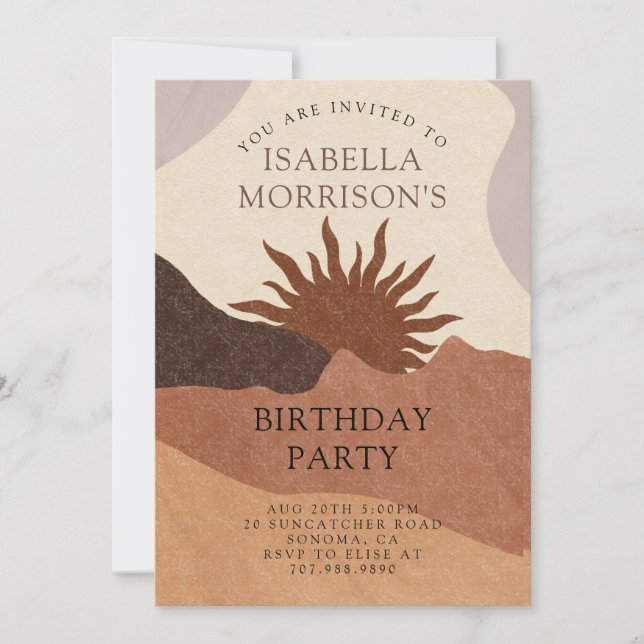 Boho Abstract Terracotta Bisque Birthday  Invitation (Front)