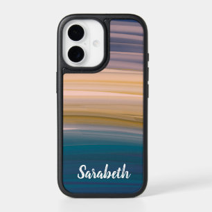 Boho Abstract Watercolor Brush Strokes Earthy Blue iPhone 17 Case