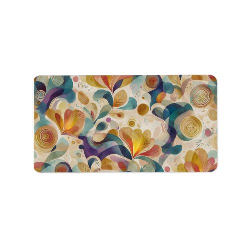 Boho Abstract Watercolor Floral Swirl Gold Card  Label