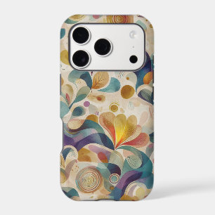 Boho Abstract Watercolor Floral Swirl Gold Teal iPhone 17 Pro Case