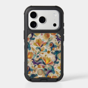 Boho Abstract Watercolor Floral Swirl Gold Teal iPhone 17 Pro Case