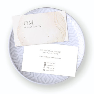 Boho Abstract Watercolor with Gold Accents Business Card