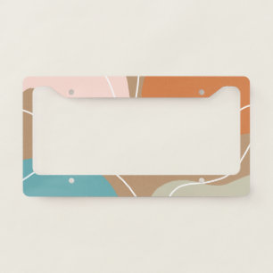 Boho Abstract Wavy Desert Swirl Lines Terracotta License Plate Frame