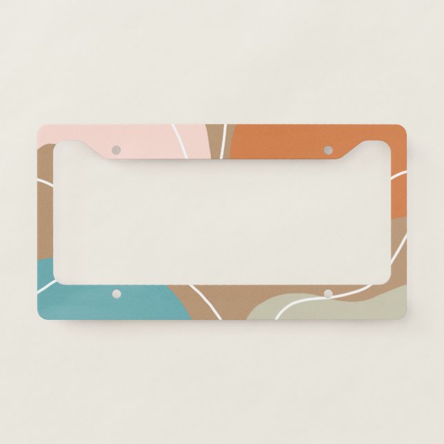 Boho Abstract Wavy Desert Swirl Lines Terracotta License Plate Frame (Front)