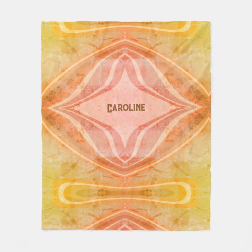Boho Abstract Yellow Diamond Design Inspirivity Fleece Blanket