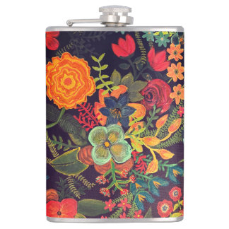 Boho Acrylic Painting Floral Design Flask
