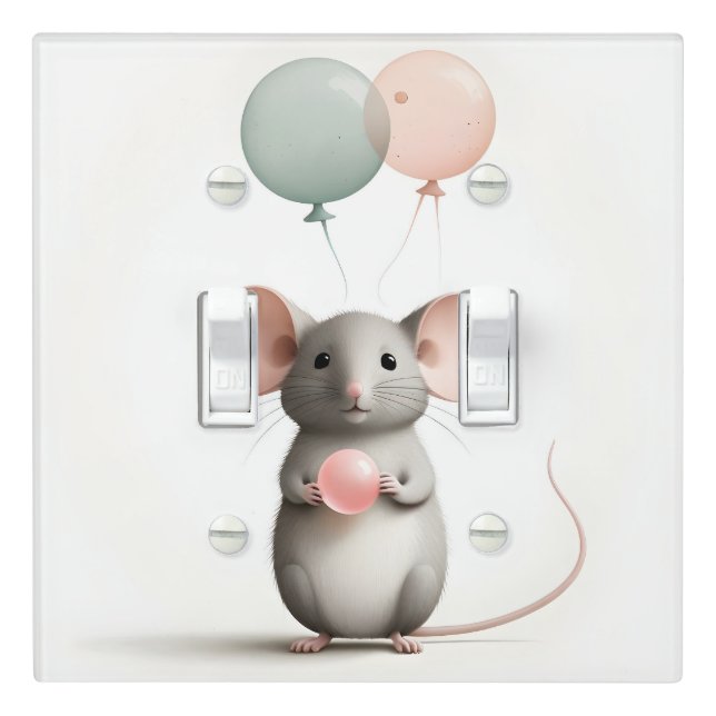 Boho Adorable Mouse Nursery Kids Room Light Switch Cover (In Situ)