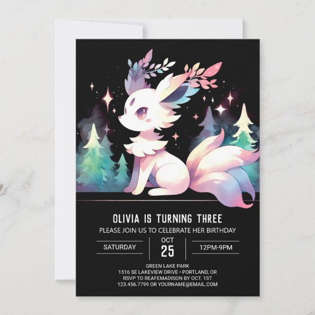 Boho Adorable Wolf Birthday Invitation (Front)