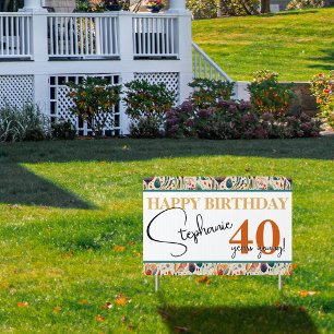 Boho Adult Birthday by Year Name Sign