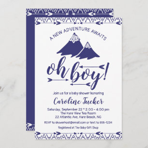 Boho Adventure Awaits Baby Boy Shower Invitation