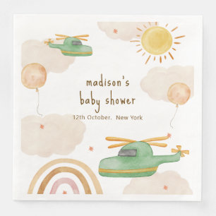 Boho Adventure Helicopter Airplane Baby Shower Paper Dinner Napkins