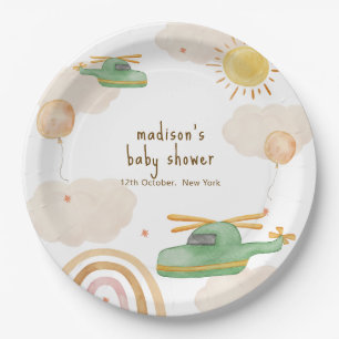 Boho Adventure Helicopter Airplane Baby Shower Paper Plates