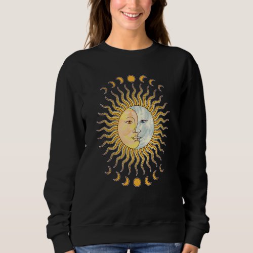 Boho Aesthetic Crescent Moon Sun Celestial Body As Sweatshirt
