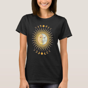 Boho Aesthetic Crescent Moon Sun Celestial Body As T-Shirt