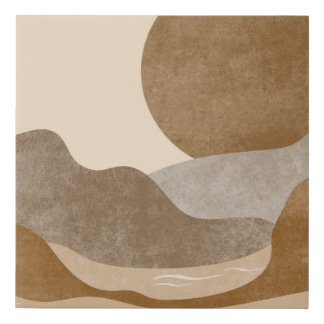 Boho Aesthetic Mountain Landscape Modern Art Faux Canvas Print