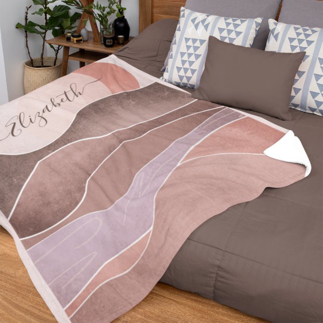 Boho Aesthetic Mountain Landscape Modern Art Fleece Blanket