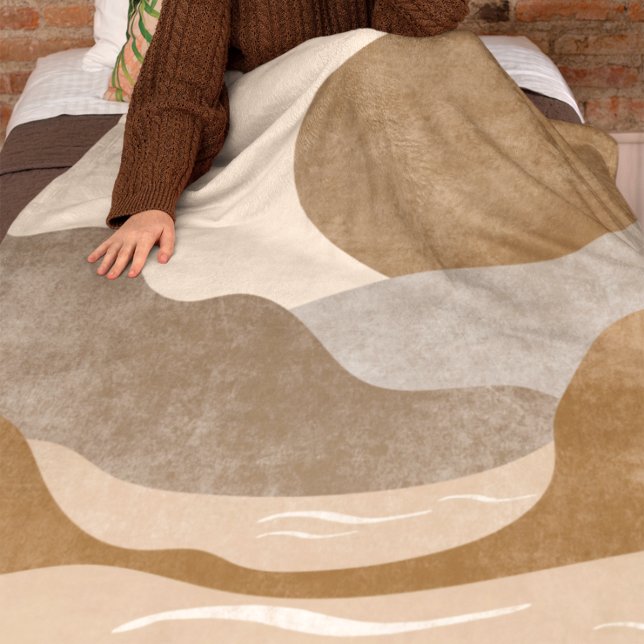 Boho Aesthetic Mountain Landscape Modern Art Fleece Blanket