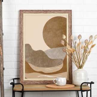 Boho Aesthetic Mountain Landscape Modern Art Poster