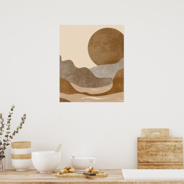 Boho Aesthetic Mountain Landscape Modern Art Poster (Kitchen)