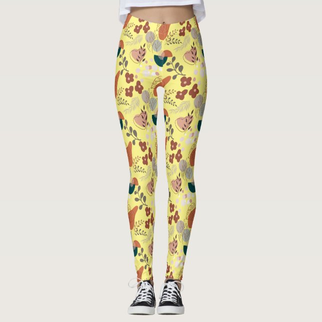 BOHO Aesthetic Pattern A10 L Yellow BG Leggings (Front)