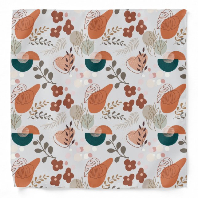 BOHO Aesthetic Pattern A10 Offwhite BG Bandana (Front)