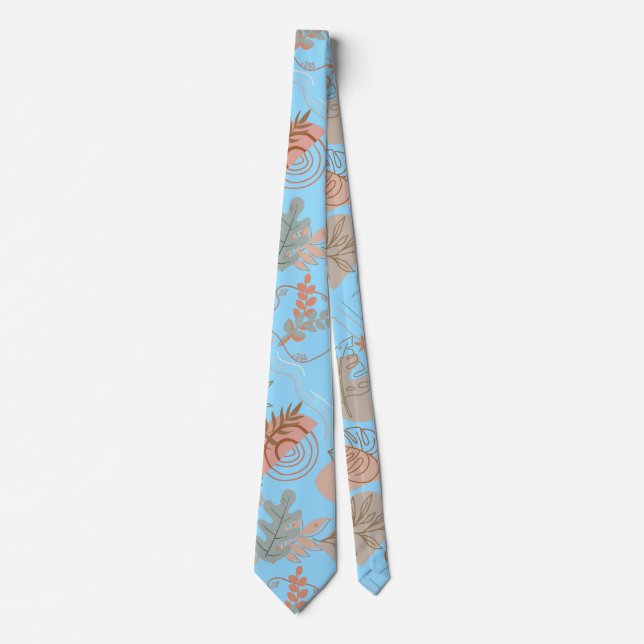 BOHO Aesthetic Pattern A11 L Blue BG Neck Tie (Front)